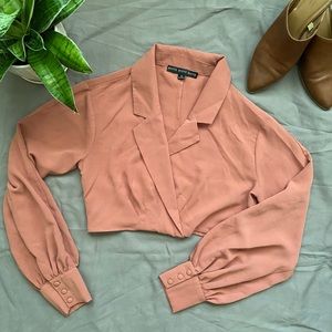 Salmon Cropped Blazer-Top